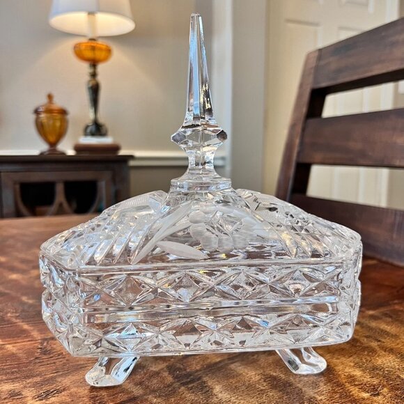 Vintage Other - Vintage Heavy Footed Crystal Candy Trinket Dish